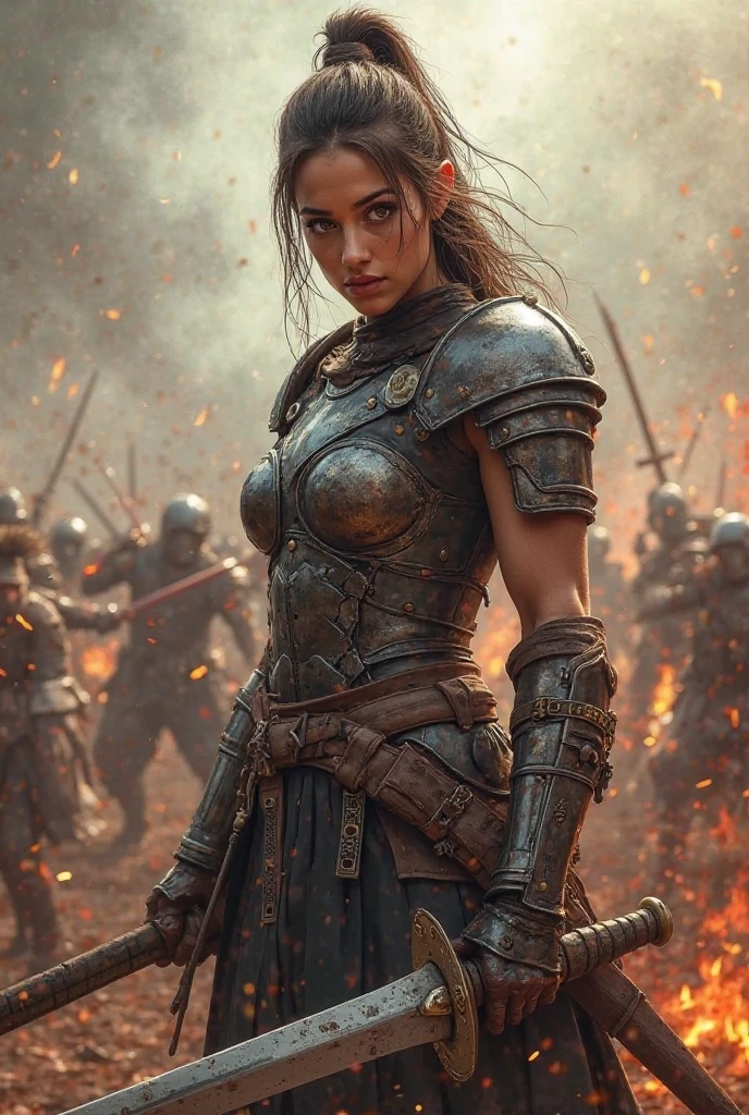 Warrior girl, sword, war, wounded, american beauty, angry