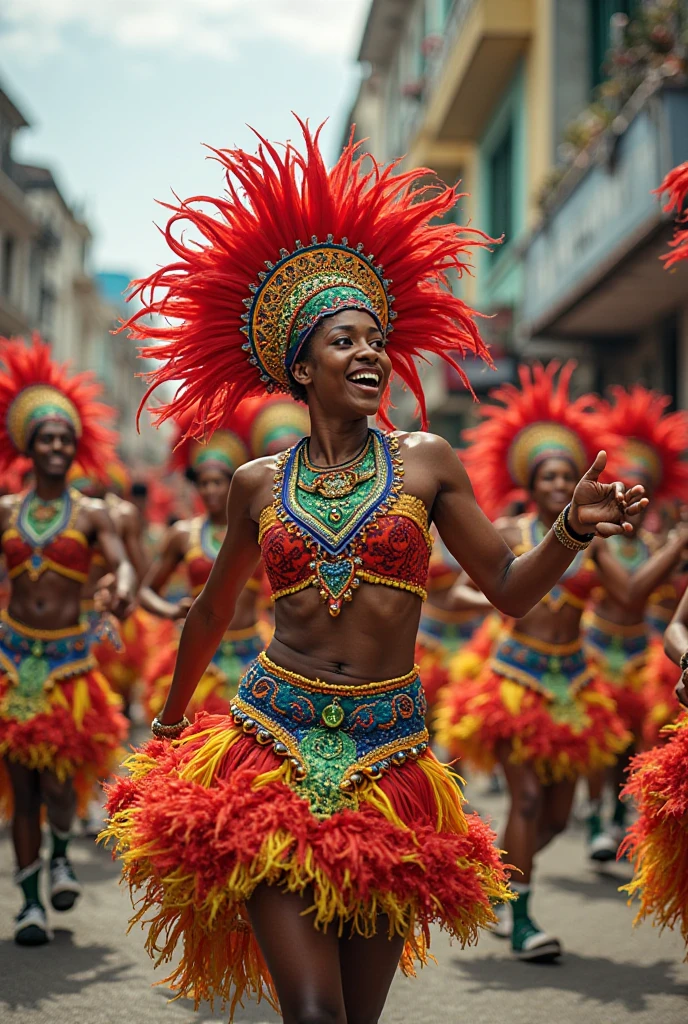 Brazil and Africa flag with references to samba and Afro-Brazilian culture