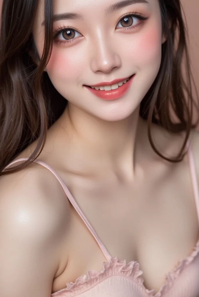 (Highest quality, Very detailed, Ultra-high resolution, 8k images), Golden ratio, Clear focus, Sharp focus, Big bust, About Photorealism:1.4, Skin Texture:1.4, masterpiece:1.8, 1 woman, Solo, Lift herr hips high, Beautiful Eyes, Long-haired, Beautiful eyes, Cleavage, light brown hair, Fair and clear skin, Detailed hands and fingers, Detailed face and face parts, Close mouth, Happy smiling. Low angle cowboy shot of solo woman onthe floor, around 23 years old, looking at the viewer with legs apart. Pure white background. Harmonious face and face parts. anatomically correct face and face parts, perfect proportion of face and face parts. She is nude, hair nude, topless, bottomless, pantless, blushing with anticipation of joy. She has red lips, firm breasts, beautiful round breasts, beautiful pink areolas, beautiful pink nipples, small waist, wasp waist, wide hips, attractive thighs, lustful pink genitals, smooth muscular body. The camera clearly shows her full hair and her full face and her bare chest and her full bare thighs and her bare vulva. No NSFW. No panties. No extra body parts. No extra limbs. No too many fingers. anatomically correct body parts. anatomically correct fingers. No extra finger. No missing limbs, No missing body parts.