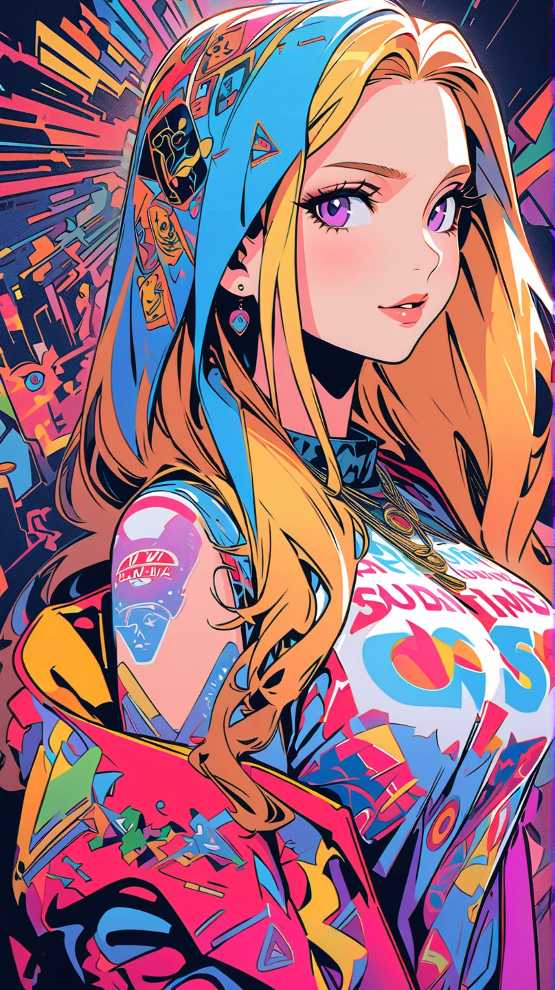 (((ultimate best quality))),((((solo:1.2)))),((((1girl:1.2)))),((((beautiful perfect woman)))),(((detailed perfect body, detailed perfect finger))),((((((ultimate movie poster)))))),(((bust up, close up))),((((detailed complicated machine)))),(((((genius mechanical))))),(((American comics))),(((extreme highlights))),(((Extremely colorful, primary colors))),(cleavage),(super beautiful lady),(((typography))),(((various angles))),(((Sweat dripping down her chest)))