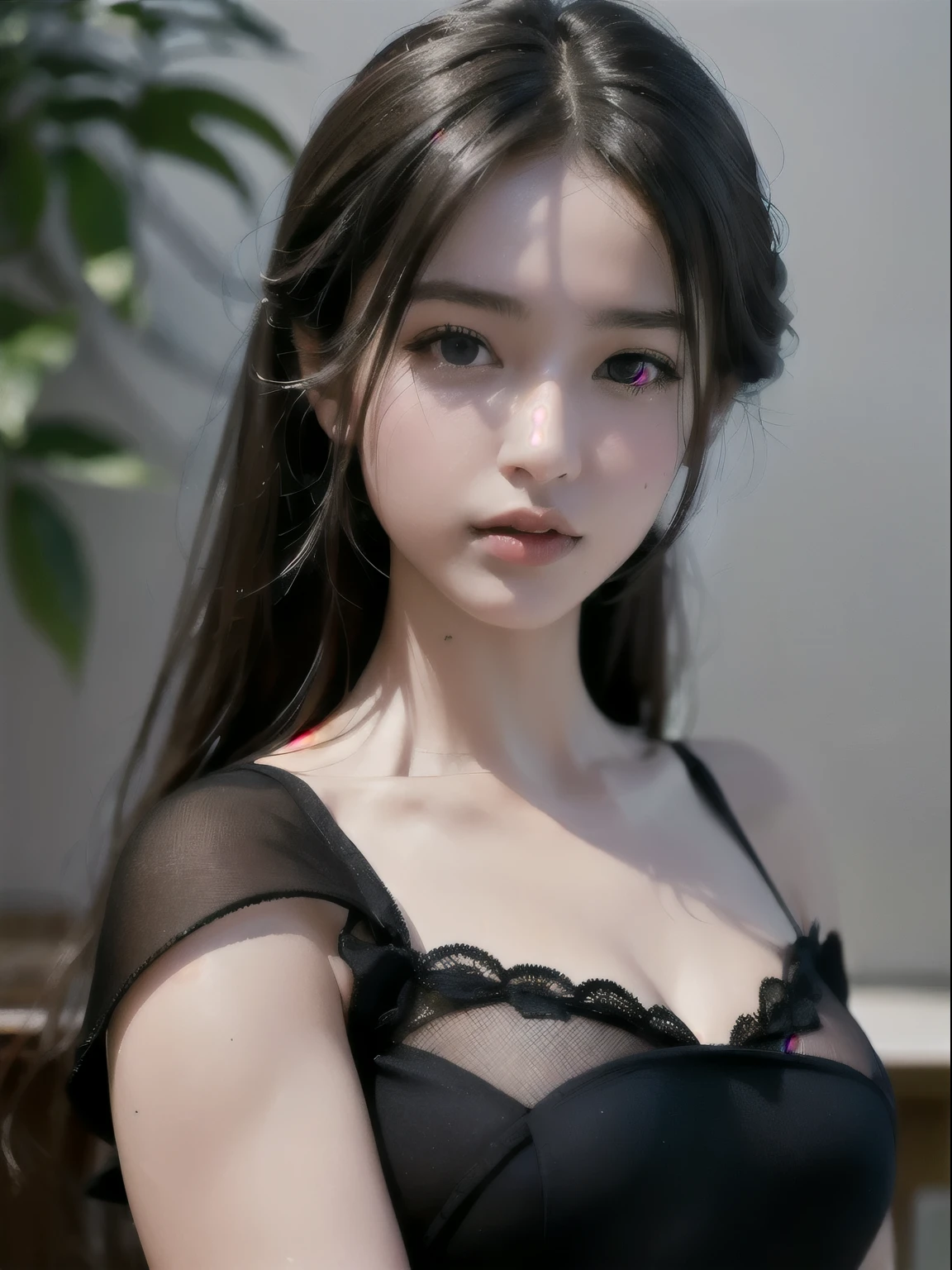 maximum quality、masterwork、ultra high-resolution、(pfotorealistic:1.4)、Raw photo、1girls、off shoulders、dark、Deep shadows、lowkey、Cold Light、