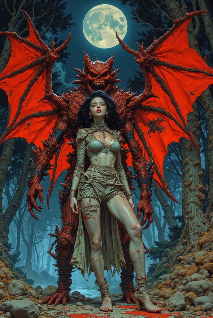 (((8k RAW photo, hyper realistic, masterpiece, best quality, crisp detail, high definition, high detail, very rich detail, sharp focus, sharp detail, colorful, rich color, cinematic, perfect studio lightning, full body photograph, mystic atmosphere))), ((fully naked young colorful fire goddes, fully nude, smooth body, ideal body, naughty smile)), (sensual pose, temptating viewer, (spreading legs), showing pussy to viewer, big breast, (showing pussy in the molten lava, BSP), (showing (pussy, vagina, genital, nipples))), ((scorching fire hair)), holding really big long fire sword, ((wide dragon wings, burned diabolos tail)), ((very long sharp claws)), ((scorching fire cavern, hell)), (hundreds of ( skull, bone) on land), ((naked female fire devil behind)), sorrounded by burned skull armies, fire element,