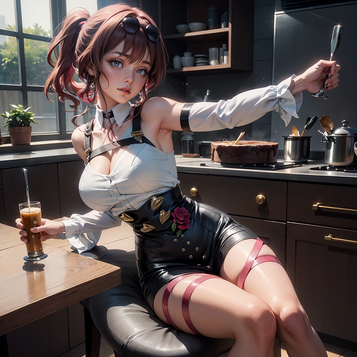 (8K HDR photorealistic pic), Betty Boop, short, althetic form, curvy lady, ((tight little red dress:1.2)), dark eyebrows, ((blush, black lipstick, hoop earrings)), dark eyeshadow, curvy silhouette, busty buxom body, (curly short black hair), shortstack, (retroussé breasts), darling figure, (supple pouting breasts), firm thighs, hourglass figure, kerchief, big brown eyes, dancing seductively, hazily lit bar