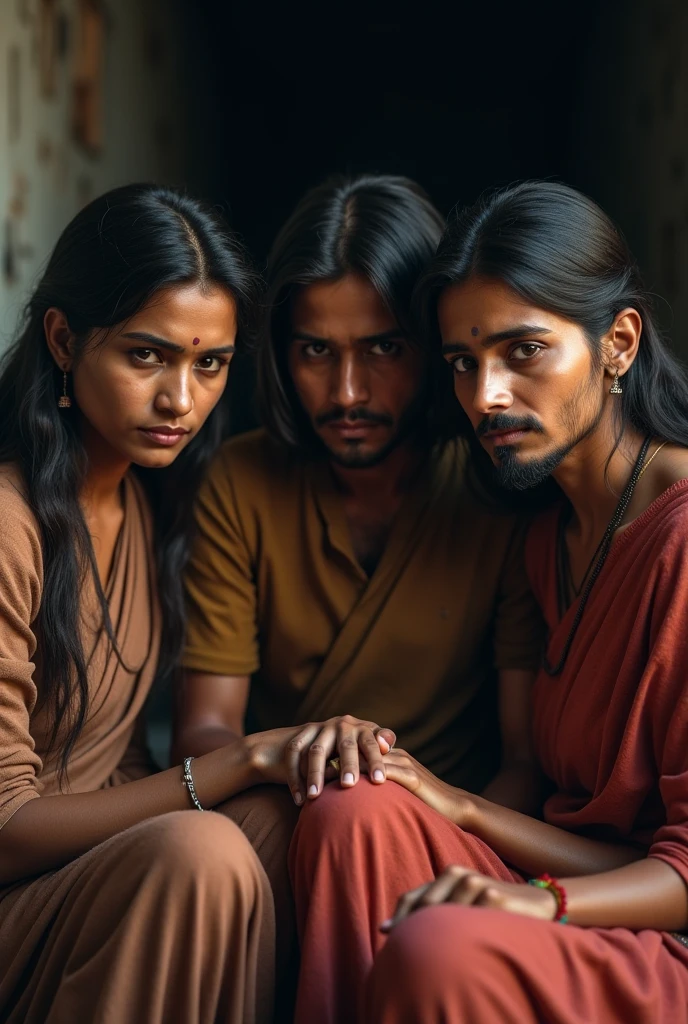 A beautiful young man from Sri Lanka looks at his beautiful girlfriend who is separated from him with tears in his eyes.