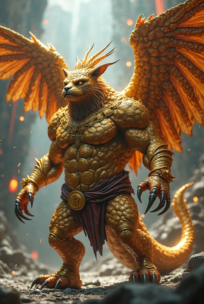 a beautiful adventure boy fighting with the golden dragon standing as a Guard or protector of the city of gold in jungle realistic, hd 4k clearity, masterpiece, old buildings and artifacts made of gold,beautiful scenery, Golden sky background --auto --s2