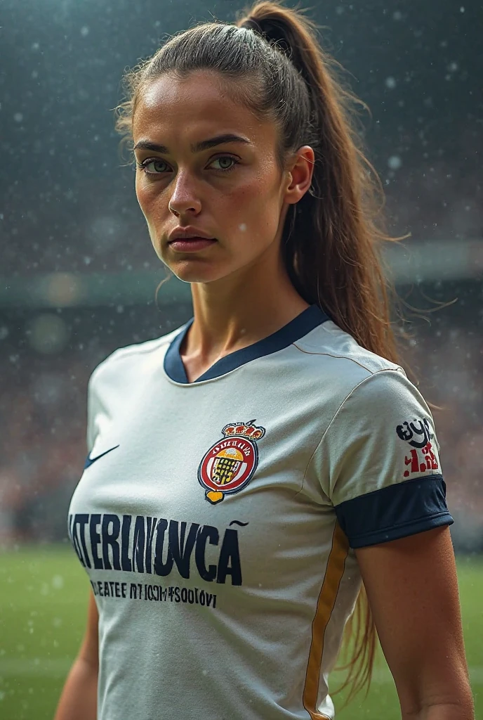 Highest quality, High resolution:1.2, Very detailed, Realistic:1.3, ((Beautiful woman))、((Super tight uniform))、((Big Breasts))、(Shirt lift)、(The chest is visible)、(((Soccer uniforms)))、Vibrant colors, play soccer,(Blunt bangs)、((Various Hair Styles))、Different hair colors、With bangs、Wet Hair, concentrate, splash, Action Shots, Grass blotches, Muddy ground, Wet turf, decide, Fast-paced games, Athletic physique, Shiny soccer ball, Wet Uniform, raindrop, Blurred motion, ボールにconcentrateする, Intense competition, Skillful dribbling, Energetic play, Teamwork, powerful shoots, Wet pitch, Passionate sports, Fierce decide, Humid atmosphere, Fluid movement, emotional expression、Dramatic lighting, Women's Sports, Avid athletes, Exciting Games, Endure, Excited state, Speed and agility, Energetic play, 濡れたsplash、smile、((Red Uniform))