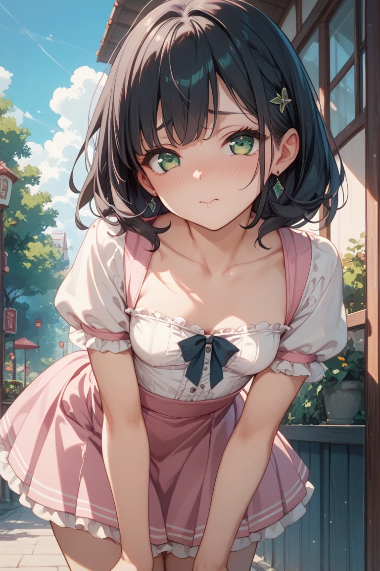 {{{{amazing quality,fantastic quality,High quality, very Aesthetic,Aesthetic, Best Quality, Realistic}}}},Real life,1girl in,Beautiful Girl,{{{Lori}}},petal girl}},Blunt bangs,Ponytail,Short sideburns,Dark green hair,Brown eyes,Round eyes,white bow, Petite, 10 years old, Blunt bangs, Short Ponytail, Black hair, flat chest, {{Pink sailor color}}, thighs thighs thighs thighs, {pink knee socks lil knee socks,Detailed body,Photo,Shadow,Three-dimensional, heart brooch,
{{pink elbow love}}, {{Leotard Peek}},{white  leotard}, Pink and white costume,puffies_Short_sleeves,{Marching Band},rhythmic,Textured,crass room