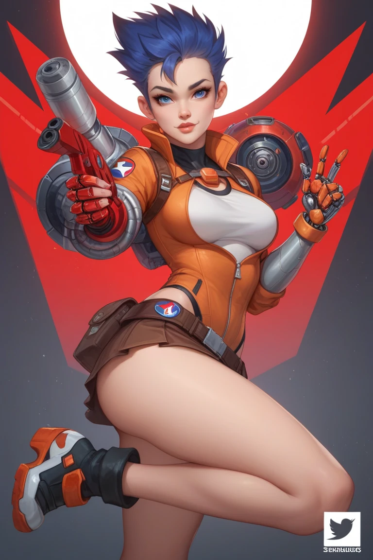 Faye Valentine space cowgirl huge breast, black hair, slutty girl with guns, cleavage. highly detailed clothes. Cowboy bebop art, spaceship 