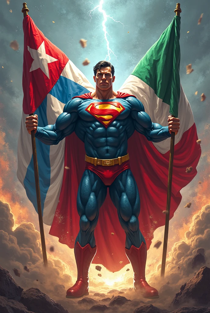 Superman holding Peru