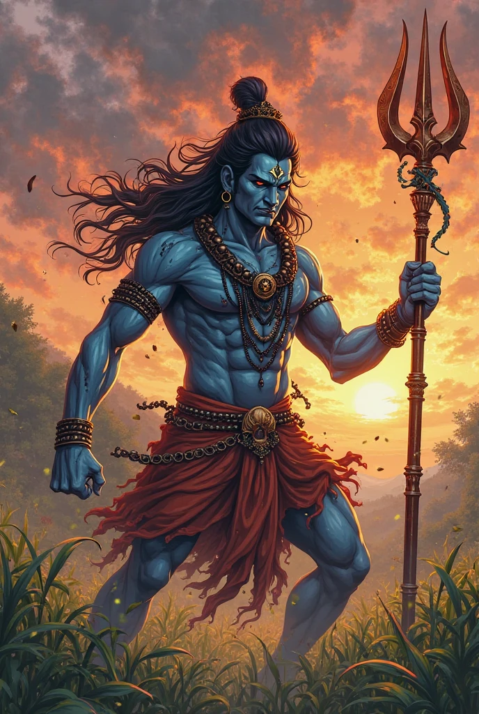 a powerful huge body, huge arms, muscular lord shiva, day light, lord shiva, ((throwing trishul towards the viewer, burning trushul, very charming face,)), closeup shot, extremely detailed skin and well detailed eyes (best quality,4k,8k,highres,masterpiece:1.2),ultra-detailed,(realistic,photorealistic,photo-realistic:1.37),dramatic lighting,cinematic composition,intricate details,vibrant colors,mystical atmosphere, fire and foggy blurry environment , dynamic action