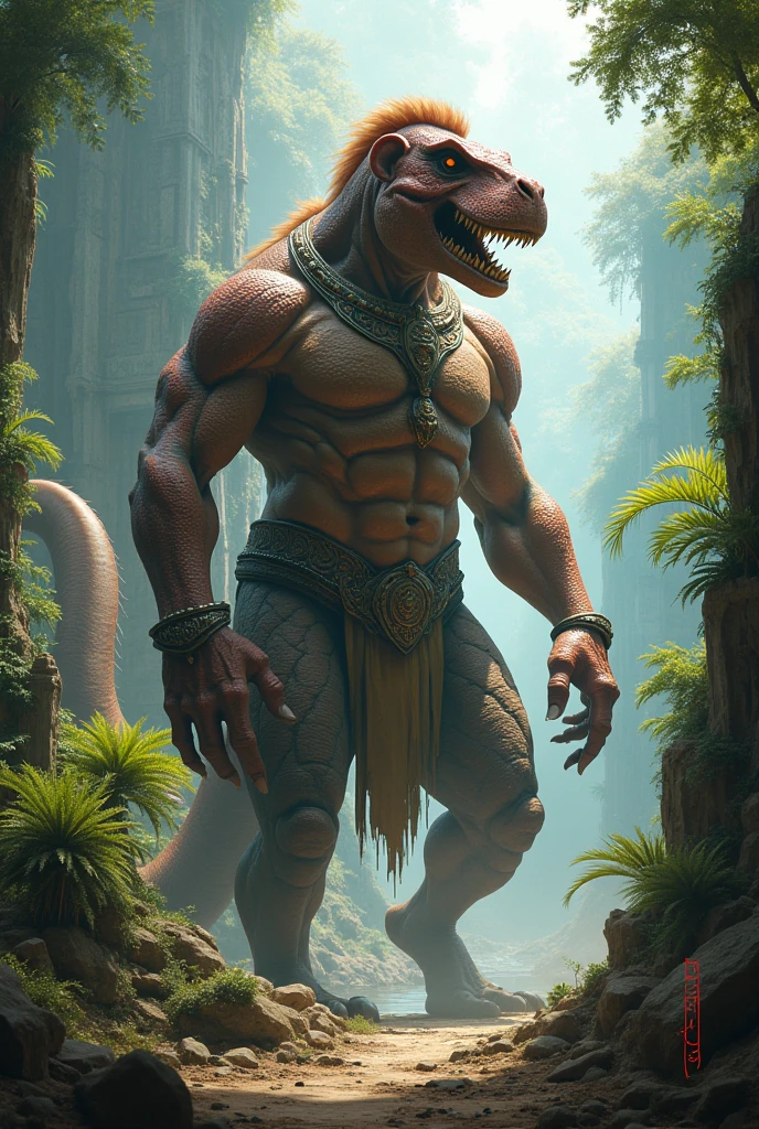 A man with dinasaur