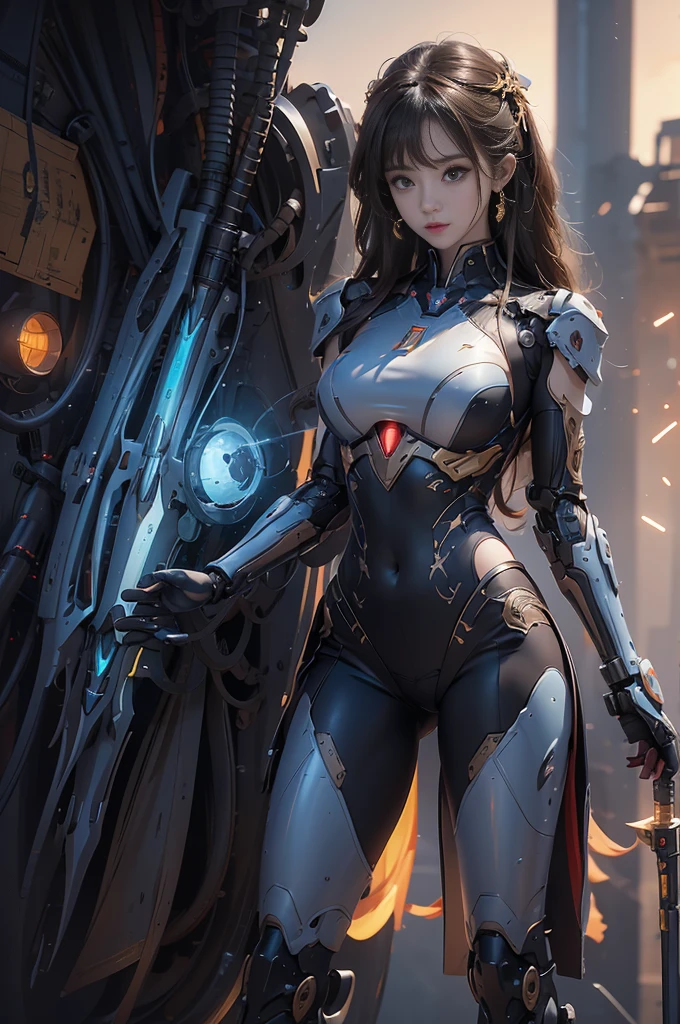 intricate ornate anime cgi style, super detailed fantasy characters, 4K highly detailed digital art, karol bak uhd, cyborg goddess in cosmos, beautiful digital works of art, 2. 5 d cgi anime fantasy artwork, Goddess. extremely high detail, portrait of cyborg queen, extremely detailed goddess shot, Half body machine, Inorganic, Next generation high performance cyborg, Goddess of Machines, The perfect cyborg, ultimate replicant, A masterpiece created by ultra-high performance AI, Final weapon, Best Quality, Perfect Angle, perfect-composition, sharp outline, Best Shots, perfect shapes, perfect model style, Very beautiful and detailed eyes, Hollow eyes, blue eyes without pupils