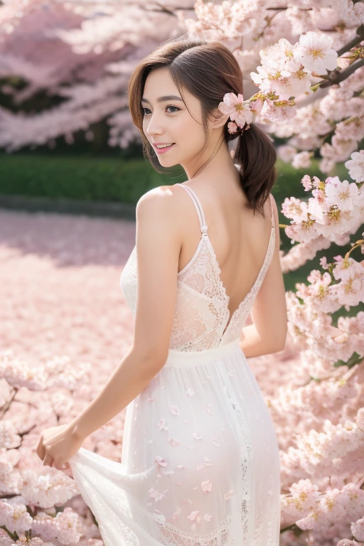 (Highest quality:1.4),(masterpiece:1.4),(Realistic:1.4),(Realistic:1.2),(超High resolution, RAW Photos:1.4),(High resolution, Very detailed:1.2),(8k:1.2),photograph,Korean women、brown hair photos,One Woman,alone,(In underwear),((Thigh to head shot:1.3))、(((topless、You can see her large breasts from the side.)))、((Smile))、((Large Breasts:1.4))、Realistic skin textures、Slightly freckled、Slender figure、((background,Concrete wall:1.3)),(The breast is visible from the side:1.6),3 woman、((Updo long hairstyle))、((White,Long lace slip:1.4))、((Correct toes))、Detailed facial features、Long slip covers the buttocks and soles of the feet、Long slip covers your butt、