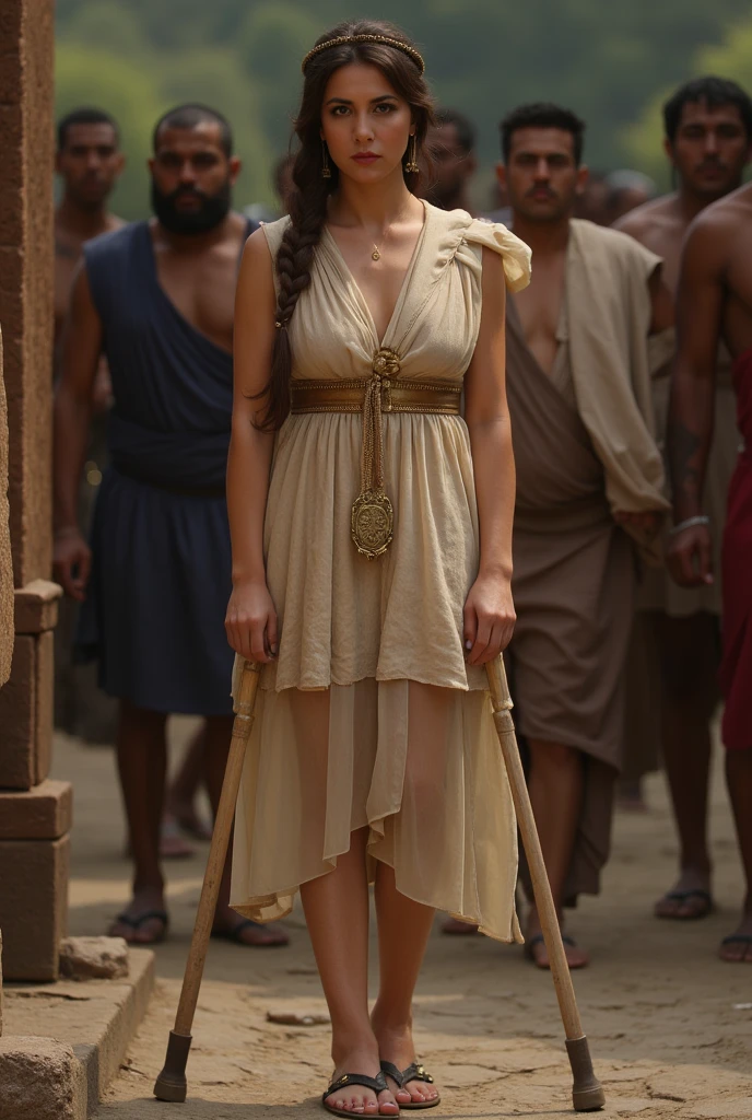 Proud Lady、Luxury brand dresses、Surrounded by men、Whipped on the back、Rope around the neck、Hands and feet are tied to beams with ropes、rampage、Angry look、A detailed face、Detailed hand、detailed legs