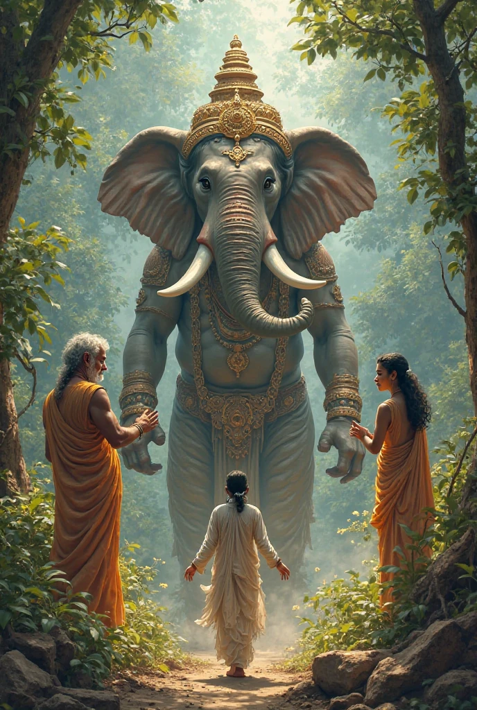 A few men carrying elephant head