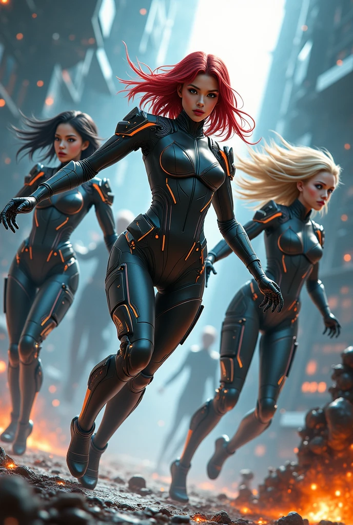 girls on Mars, amazons, body suit, futuristic space suit