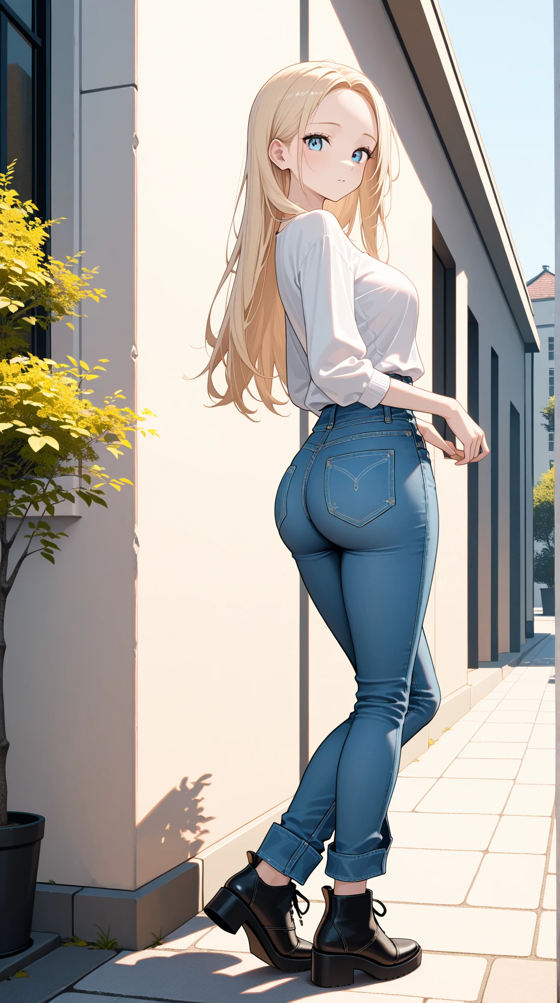 ultra high resolution, (dynamic angle, standing pose:1.2), outdoors, downtown, (legs focus, full body:1.3), (beautiful face, beautiful eyes, beautiful legs), not safe for work, (peeing self:1.5), wetting herself, (pee stain:1.3), peeing herself, (urination:1.3),
20 year old, european, white skin, blush, scared, panicking, crying, tears, open mouth, topwear, hard nipples, cleavage, (hands between legs:1.4), skinny, thin waist, (jeans pants, super skinny jeans, blue jeans), footwear, (knees together feet apart:1.4)
