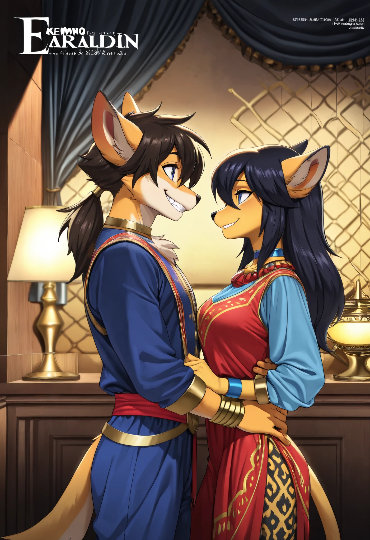(best quality, high res, masterpiece:1.2),ultra-detailed, foxy girl, black hair with green highlights, detailed fox snout, distinct fox ears, vibrant orange fur, edgy punk hairstyle, lace gothic attire, exposed breasts, well-defined abdominal muscles, ((hard sideways sex from behind with a charming fox boy)), brilliant colors, sensual lighting, fucking like animals, stained glass windows with god rays, bedroom, orgasming expression, excited expression, heavy breathing expression