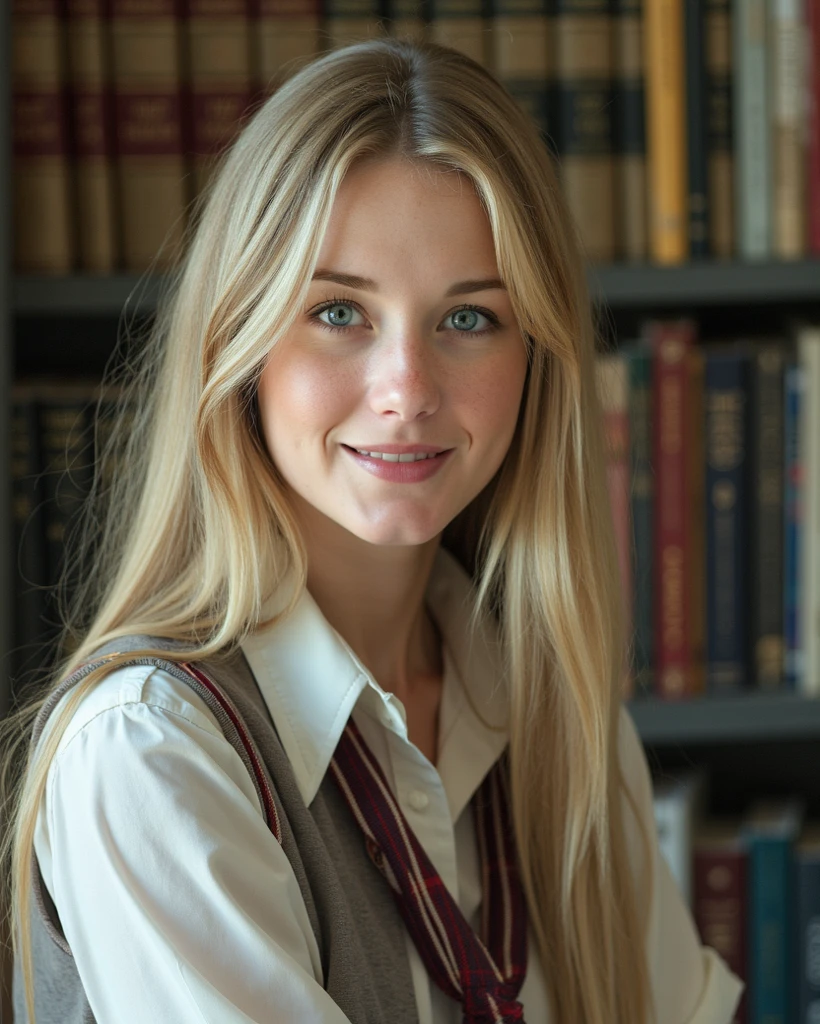(best quality,realistic:1.2),ultra-detailed,blue-eyed,blonde Scandinavia girl,(very long blonde hair, flowing blonde hair),(With a sexy red dress),(In a photo shoot),(front view,full frontal view),(youthful,attractive,beautiful),(serene expression),(smooth skin),(delicate features),(soft lighting),(calm ambiance),(subtle shadows),(high resolution),library background,vivid colors,shot on Hasselblad