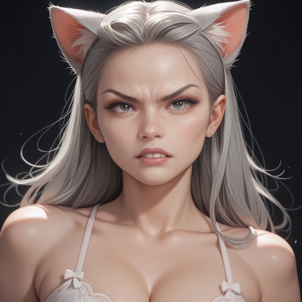 a close up of a woman in a black and white outfit, 3 d render character art 8 k, artgerm ; 3d unreal engine, deviantart artstation cgscosiety, cinematic bust portrait, tifa lockhart with white hair, 3 d character art, cyborg - girl with silver hair, cinematic bust shot, photorealistic anime girl render, smooth digital concept art