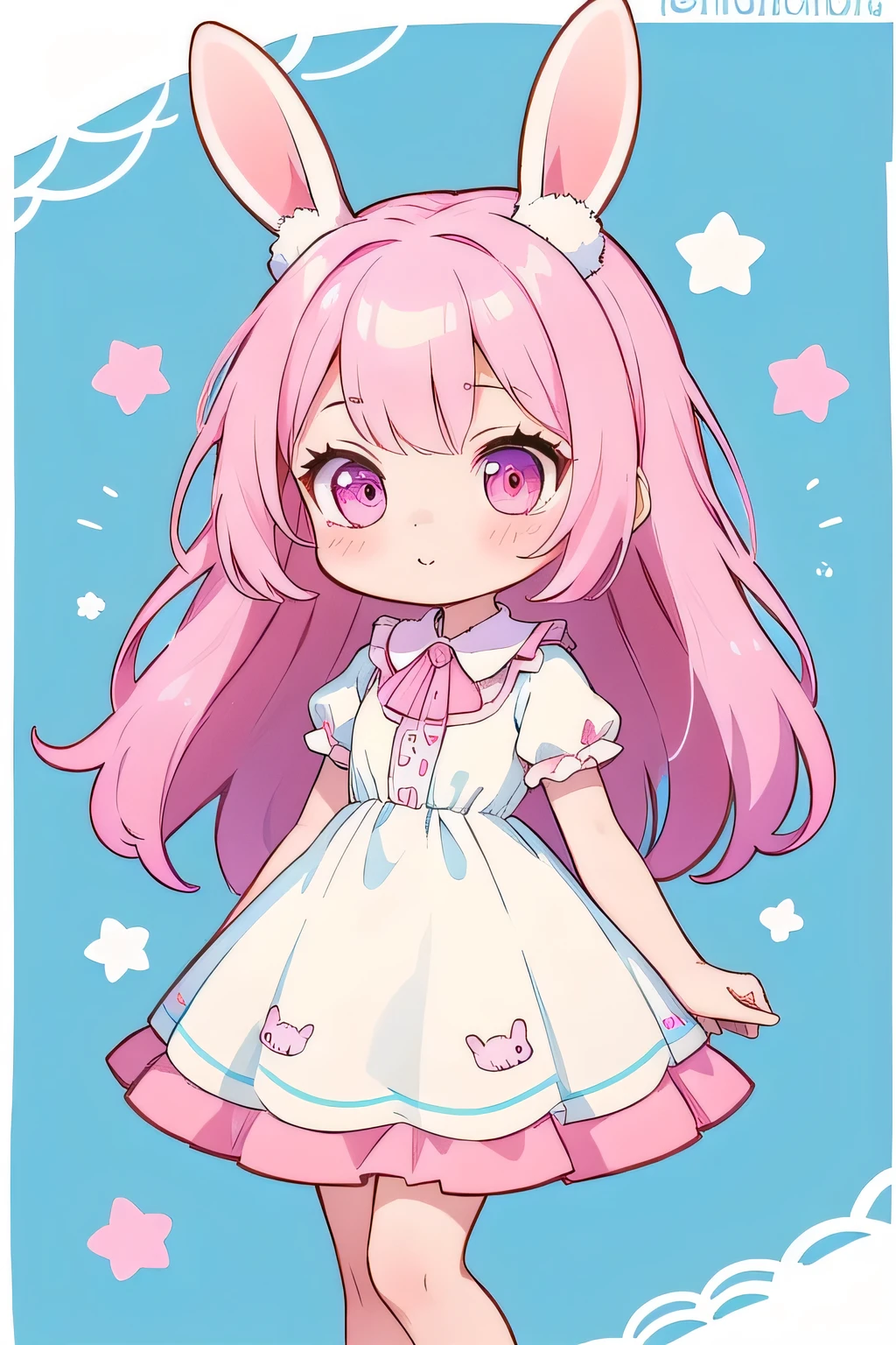 high quality,
hidden hair, chibi,pink,rabbit