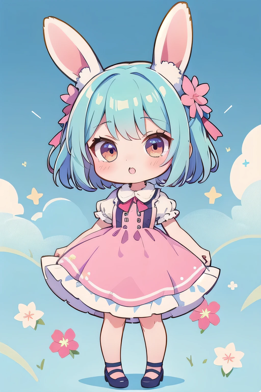 high quality,
hidden hair, chibi,rabbit