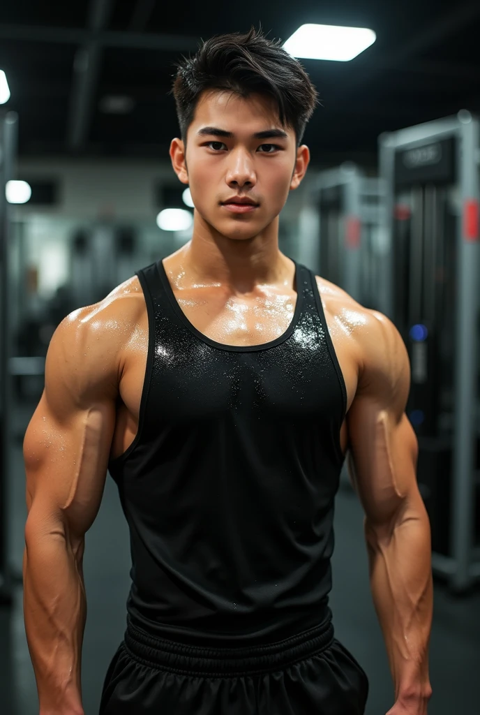 (Man in his 20s, tall), (Gymのトレーナー, Gym), (Healthy Body, Strong body)
