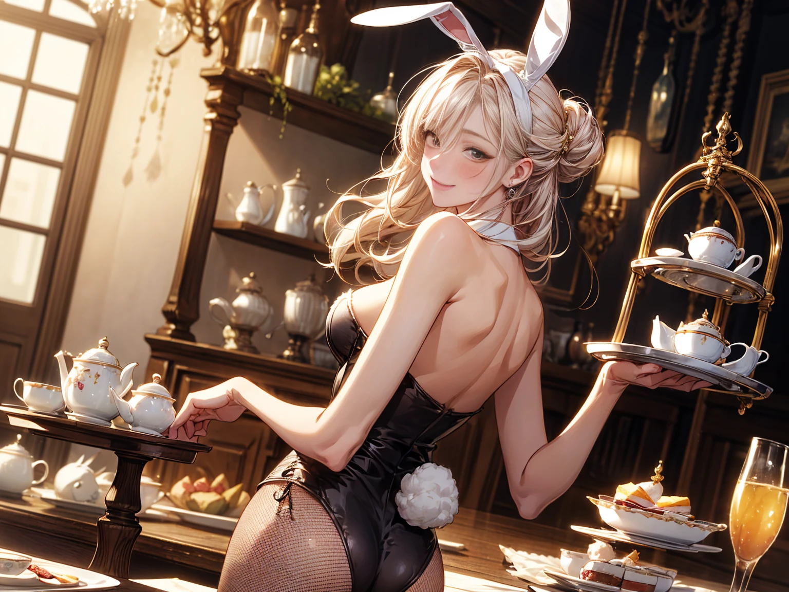 (((advertising poster:1,7))), Award-Winning Works, (top-quality,High resolution,(Ultra high definition,4K), (超A high resolution,in 8K),masutepiece:1.2), (Perfect Anatomy,Anatomically accurate), (Angle from below), (Soft lighting, rendered), Vibrant colors, ((very beautiful mother and daughter)), (((Detailed Bunny Girl))), (Gather in a luxury bar lounge), ((Beautiful night view from the luxury lounge)), (from the rear, Look back:1.2), (Glittery blue eyes), (extremely detailed and beautiful face), (Crisp double eyelids), (Large breasts:1.3), (Soft skin), (Photorealistic), (shinny skin), (blondehair), (poneyTail), Captured with Sony FE GM