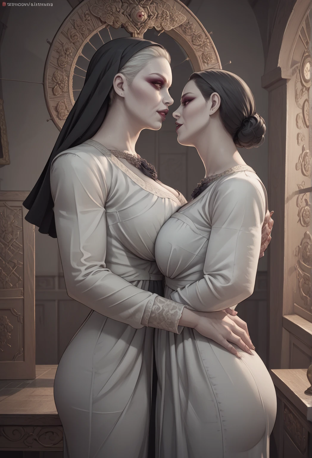 (((8k))), ((best quality)), ((masterpiece)), ((very high detailed)), ((mother and son in a sensual relationship are getting married to proclaim their incestuous lust for each other:1.5)), ((very high detailed fantasy of mother seducing her son to breed with her:1.6)), ((son and mother as a couple portrait:1.5)), ((group of seven 34 year old ultra sexual angelic horny and incredibly gorgeous supermodel mothers bride walking with their son in a bridal march)), ((danish and Norwegian mixed)), (((seductive smile))), (thin waist), ((slutty make up)), ((bright crimson lips)), ((diamond covered bridal vale)), ((in church bridal march)),high quality hands, ((holding a diamond studded white flower bouquet in hand)), ((walking towards the camera)), (( holding diamond bridal bouquet in hand)), ((must have sparkling diamonds waist chain)), ((perfect belly button)), ((diamond belly button piercing)), (((varying facial features))), (((must be completely naked always))), ((very sexualised)) (very long silver hair), ((sparkling white diamond crowns)), ((naked vagina exposed)), (erotic voluptuous bodies), ((silver glistening pale skin)), ((sparkling Diamond thigh highs)), ((sparkling white diamonds waist chains)), ((sparkling white diamonds very long neck chains)), ((all white church)), ((all white interiors)), ((ultra realistic)), ((real life)), ((high resolution)), ((ultra realistic)