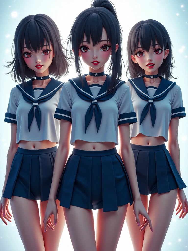 masterpiece, best quality, age difference, (3girls:1.4), 19yo, , 18yo, , , (small breast:1.5) (locker room), asian girls, young teen, (school uniform) , slim, small breast, dark hair, ((looking over a shoulder:1.4)), white panties, (skimpy mini skirt:1.3), (low angle:1.3). minimal detailing, limited vibrant color palette, serene expressions, peaceful introspection, subtle washes of pastel colors, modern Nordic design, understated elegance, simplicity and purity, tranquil atmosphere, digital painting, ultra fine, sitting, (spread legs:1.3) (no panties:1.3)
