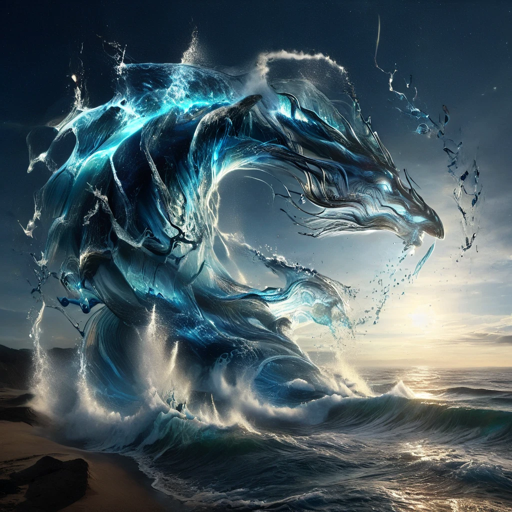 God of the sea (greek roman mythology:Poseidon) , churl (muscle body) , In the endless blue sea, A proud and pious appearance, Underwater volcano breaks the surface with the force of its eruption, The surface of the sea trembles and roars, Adorned in majestic robes covered in seaweed, every fold and crease reflects the ocean's undulating currents, His sea-soaked beard cascades of liquid silver and his hair flows around him like the tendrils of a monstrous kraken, holds the legendary trident, The trident's three prongs glow with supernatural bioluminescence, and each tip is as sharp as the teeth of a ravenous sea monster, Captivating eyes, stormy blue, shining with divine fury, Giant sea creatures join the battle, waves of destruction, Roaring and thundering waves, A battlefield of chaos and terrifying beauty, An indomitable ruler and embodiment of the infinite power and mystery of the deep sea, (body focus:1) masterpiece, perfect anatomy, epic fantasy scenes, dark fantasy, dynamic scenes, marvel cinematic universe, hyperdetailed, high quality, 8k, HDR, UHD, realistic photo, cinematic lighting, cinematic photo, looking at viewer,