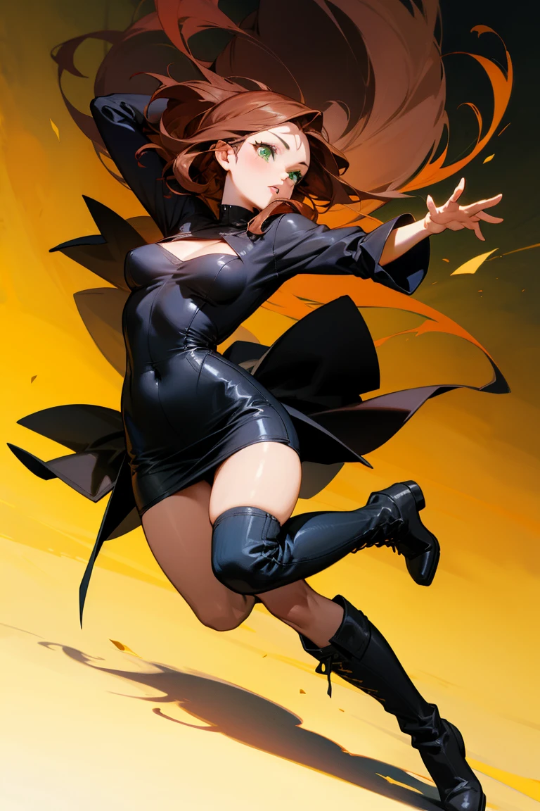 Highest quality,masterpiece,Ultra-high resolution,GGX Heel,One girl, Black business suit, Pencil Skirt, Black Pantyhose, Black footwear