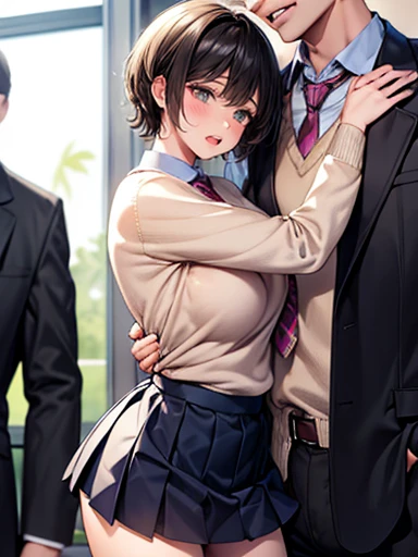 Having sex with a man on the train, Crowded people, Student, Lift up your skirt to have sex., Discussing underwear for sex, Closed eyes, breast massage, Sperm shoots into face, Wet shirt, Wet face