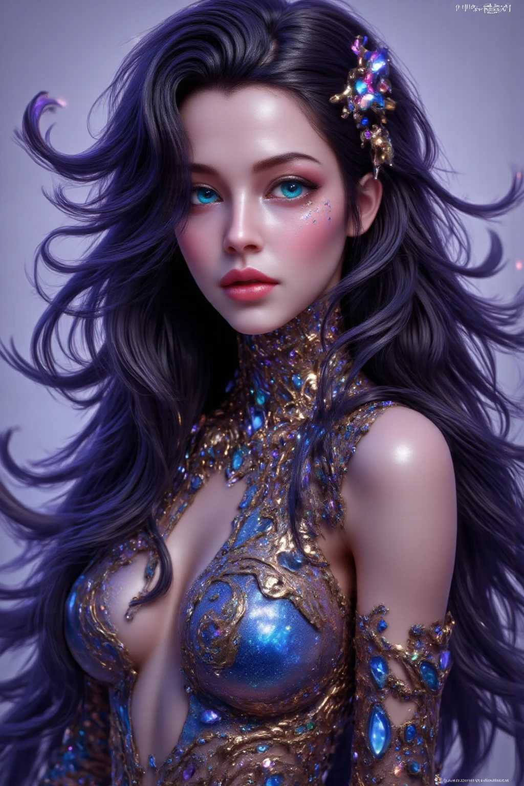 Imbue the image with visions of hope, wonderment, and majestic majesty.,,,, and hyper details and realism, lapis-lazuli, mysticaless, lapis-lazuli, dreaming beauty, deep purple, crystal, (lapis lazuli:0.74), malachite, cinnabar, minimal, dark art by caravaggio. 1 6 6 0, trending on artstation, featured on cg society, well-rendered  n 9  w 1 6 8-s-s 1 5 0-s 7 6 0-s-s-s 1 5 0 7 6 8 0 s scientific data 1 6 6 8 0 h 7 6 6 8 0 polaroid von guerard-6 0  high-c 9 6 1 0-h 5 0 8 7 6 0-s, n 9 7 0 mm i. 6 0
<lora:Bio-Luminescence:0.4> <lora:artfullyENGRAVED_SDXL_V1:0.3> <lora:DonM3lv3sXL:0.6> <lora:DonM3t3rn1tyXL-v1.1:0.4> <hypernet:ghost_v10:0.3>
