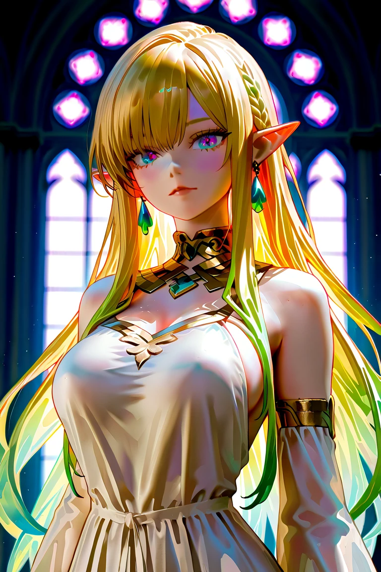 (masterpiece, best quality), best quality, (ultra-detailed), (3heads:1.5), 1girl, (elis:1.3), masterpiece, best quality, ultra quality, ultra resolution, ultra detail, white top, crop top, ((stomach)), midriff, ((groin)), red skirt with strange purple markings along its hem, miniskirt, normal ears, midriff, , blonde hair, very long hair, wavy hair, sidelocks, purple eyes, parted lips, sweat, cute, toned belly, hand on own chest, eyelashes, (25 year old woman:1.3), (masterpiece:1.5), (best quality:1.5), (beautiful detailed), extremely detailed CG, extremely delicate and beautiful, depth of field, (finely detailed face), (perfect details:1.2), (mature female:1.3), wide pelvis, slender, large veiny breast, 16k resolution, highres, very high quality, very high definition, extremely detailed, masterpiece, blonde long hair, alluring presence, twin braid, short skirt, close up, big , young, red bow, purple bat wings, nsfw, open belly,
