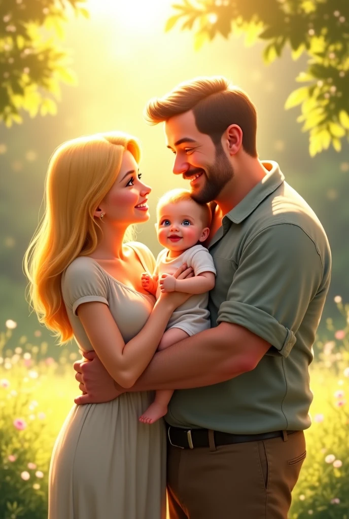 Jennie kim, a korean woman holding a blond korean baby in her arms next to her blond husband