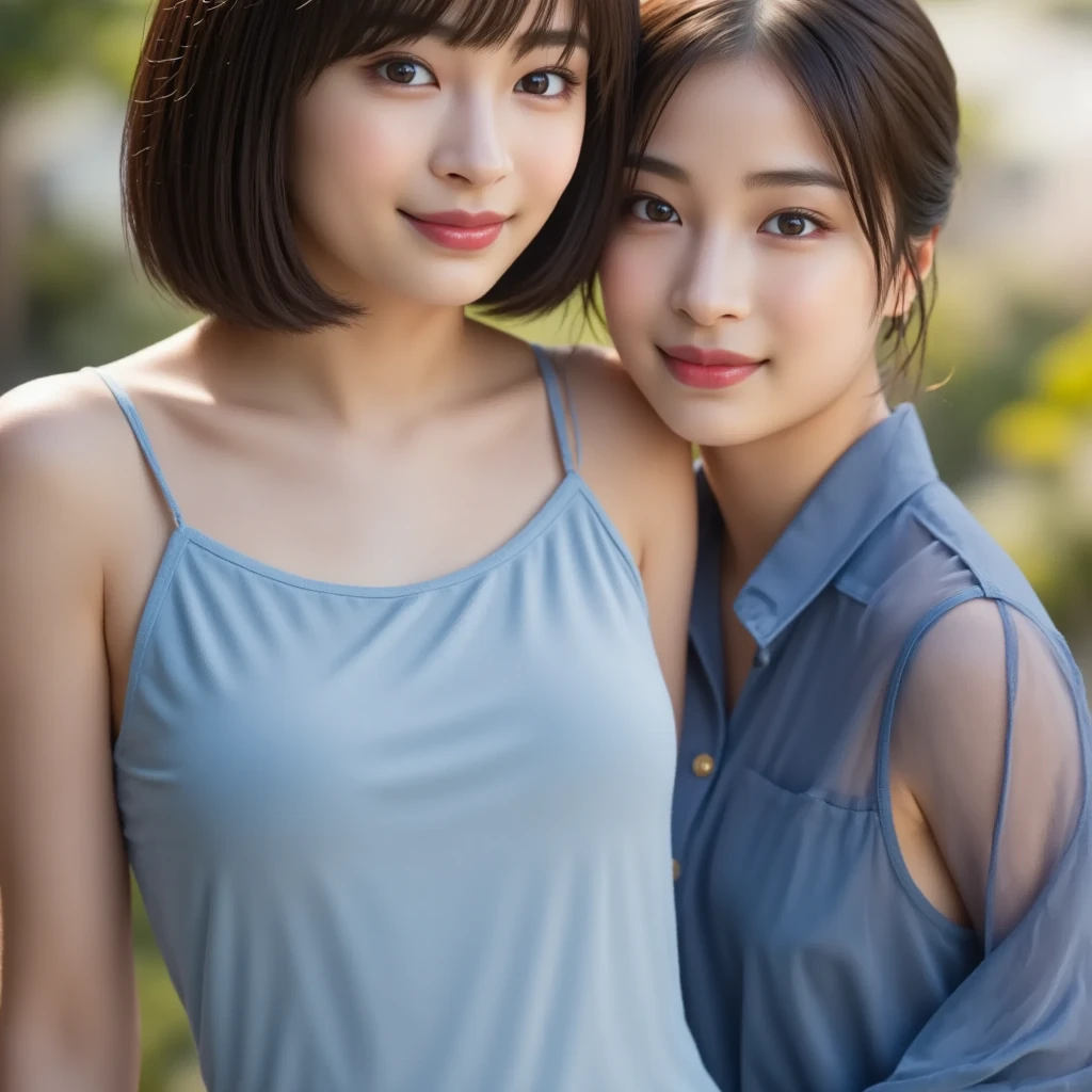 A sexy and charming Japanese woman, elegant and intellectual, confident and generous, exquisite and beautiful face, exquisite collarbone, charming fragrant shoulders, low-cut sky blue wrap skirt without suspenders, full body photo, body facing the front, beautiful and exquisite pretty face, peach Red lips, fragrant shoulders slightly exposed, breasts looming, focus on the face, seductive and delicate collarbone, ultra-high resolution, tender and smooth skin, very realistic details, bokeh, Bright Background, ultra-high-definition, outstanding details, 8K, blushing face, Attractive collarbone, sexy shoulders,one person,bob hair, short hair,smile,