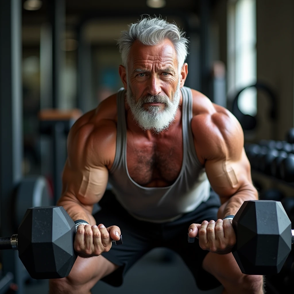 Realistic Indian man doing a workout in a gym