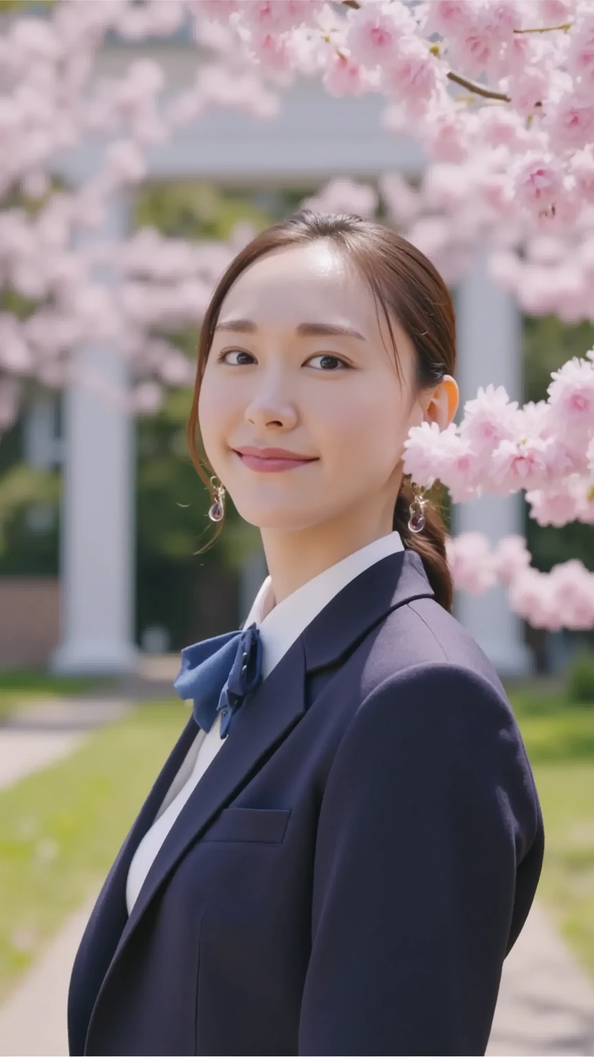 high resolution, RAW photo, photorealistic, extremely delicate and beautiful, extremely detailed, finely detail, extremely detailed CG unity 8k wallpaper, ultra-detailed, (best quality, 8k, 32k, masterpiece, UHD:1.2), Photo of Pretty Japanese actress, 1girl, solo, (17 years old), beautiful and detailed face, beautiful and clear eyes, delicate figure, medium straight hair, bangs, slender body, large breasts, JK uniform, white short sleeve shirt, thin red tie, from behind, looking back, smiling, walking in station platform