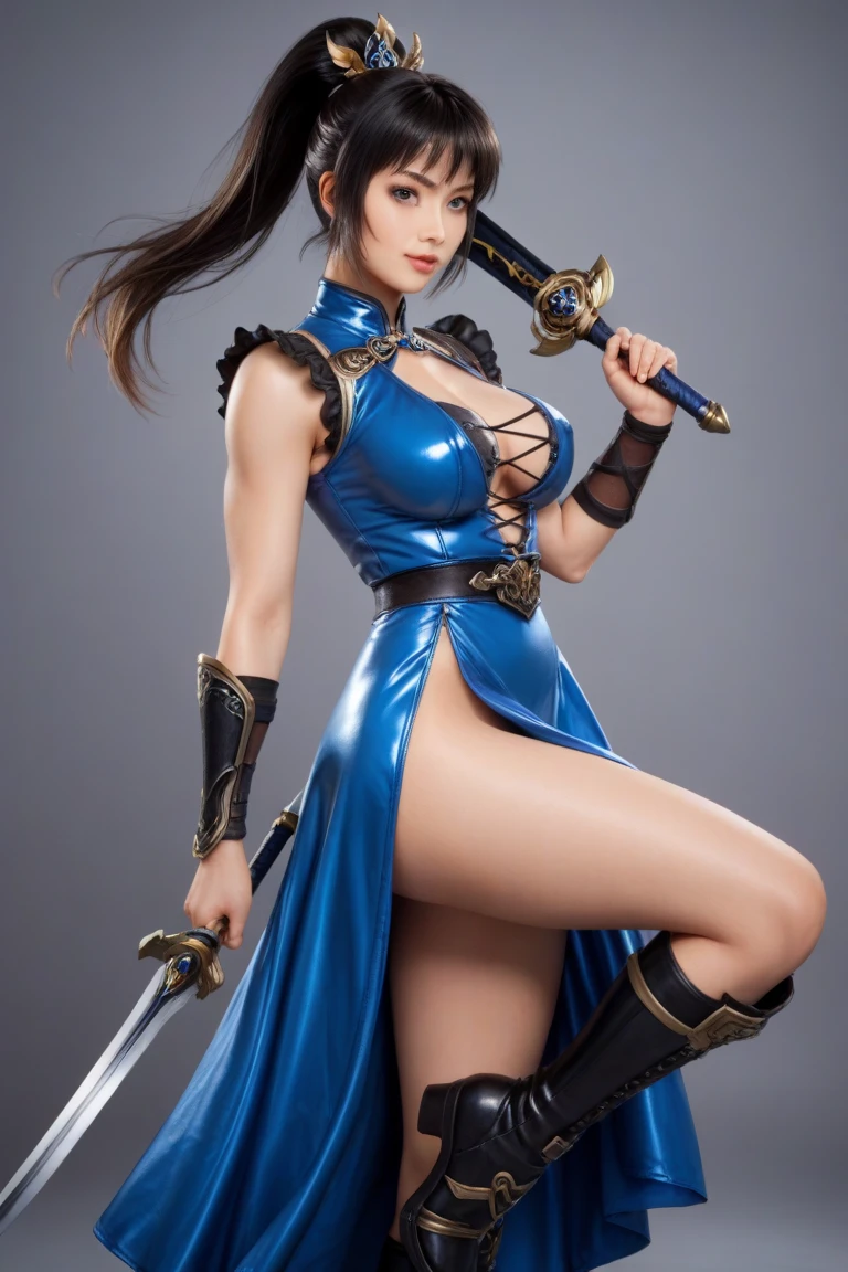 (RAW shooting, Photoreal:1.5, 8k, highest quality, masterpiece, ultra high resolution), perfect dynamic composition:1.2, Fight:1.2, Highly detailed skin and facial textures:1.2, Glamourous female ninja with a sharp dagger:1.3, beautiful and aesthetic:1.2, sexy beauty, perfect style, belief, Strong-willed, revenge, Fair skin, very beautiful face, (large breast, Chest gap), (wearing a sexy pupple ninja costume:1.2), (beautiful red eyes, Eyes that feel beautiful eros:1.0), (Too erotic:0.9, Bewitching:0.9), (full body photo:1.2), (perfect limbs:1.2), (perfect fingers:1.2),(ragnarok_ninja:1.2),(black short hair:1.2),(simple background:1)