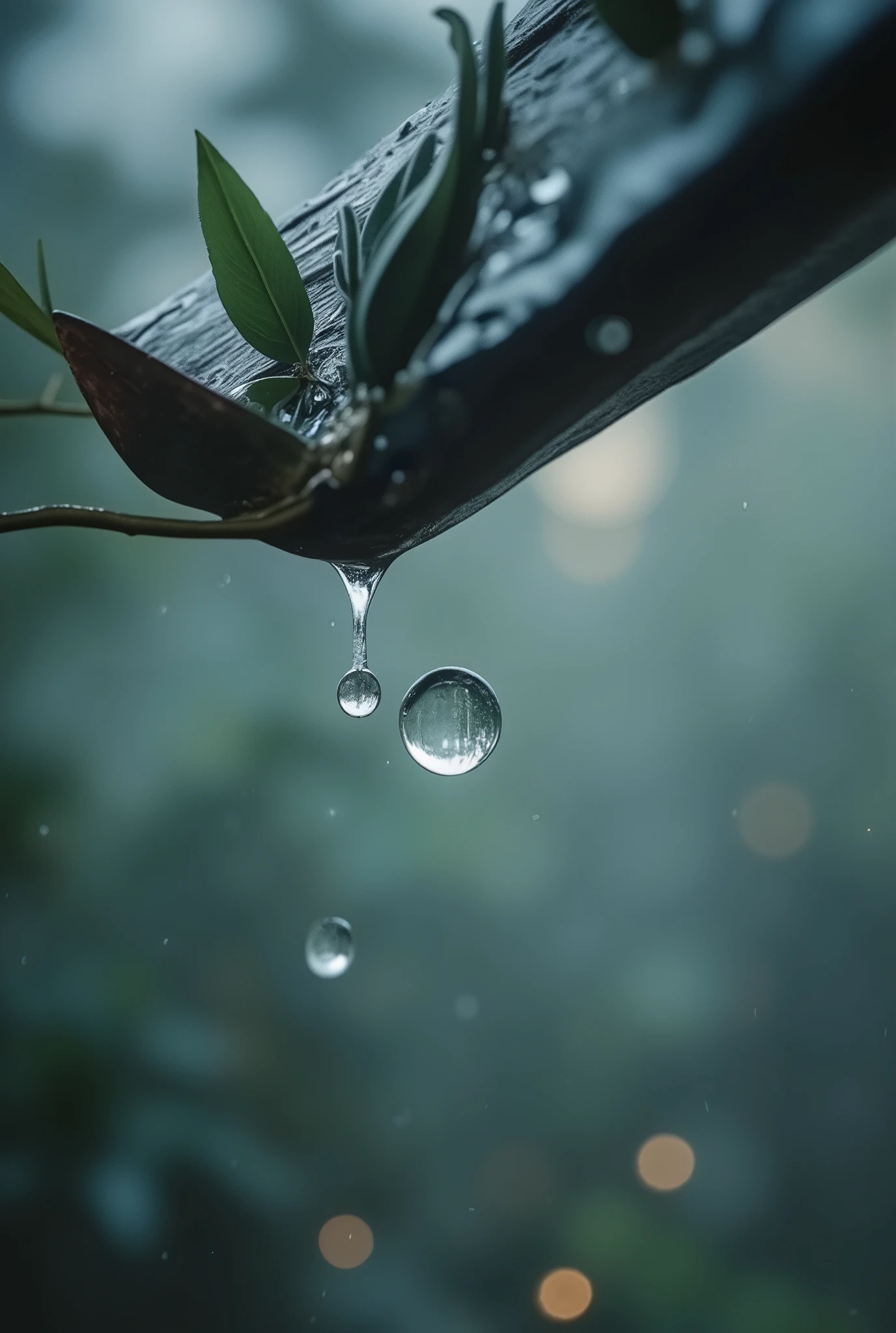 A raindrop falls from the eaves, Composition looking up at the eaves, (from below, Close up of raindrops, Close-up, Dynamic angle, \1000mm telephoto lens\), (A Drop of Rain, Transparent Reflections, Transparent Truth, Clear in Chaos, Sparkling Hope, Falling from the Eaves, Falling Atmosphere, Gravity Imitation), Artistic Photography Techniques, ROUGH, aesthetic falling on you,