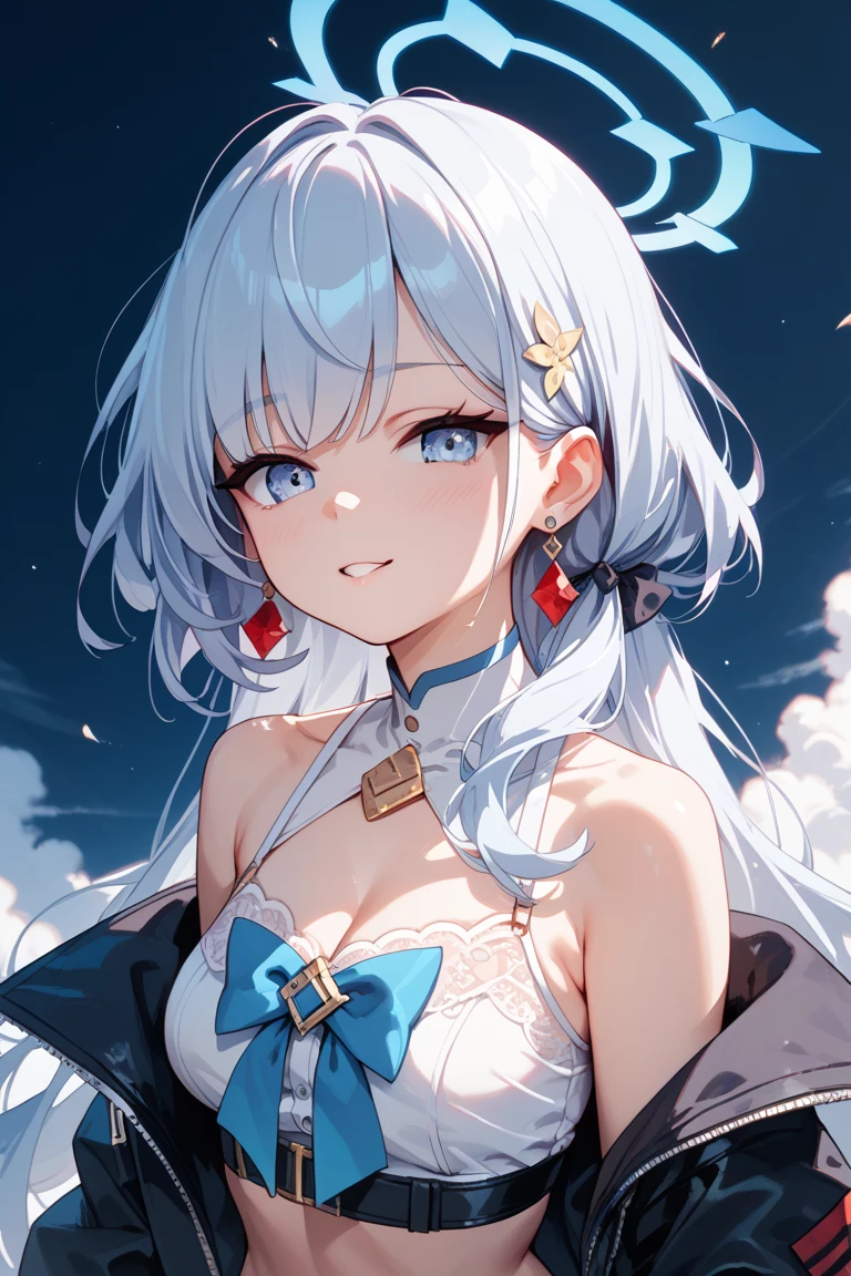 young girl silver hair white dress short hair big jewelryが付いたドレス Dresses with large slits dress that opens below the navel irreverent face look down thin body thin thighs small breasts small ass toned body wrist bracelet jewelry bracelet tiara with jewels sun ripped abs Skirt Dresses blue sky big cloud slanted eyes white skin I can see your nipples I can see your belly button high quality High resolution 8K waving in the wind See-through perfection symmetrical big jewelry Beautiful red eyes angel ring beautiful goddess Portrait bikini top grassland comb your hair