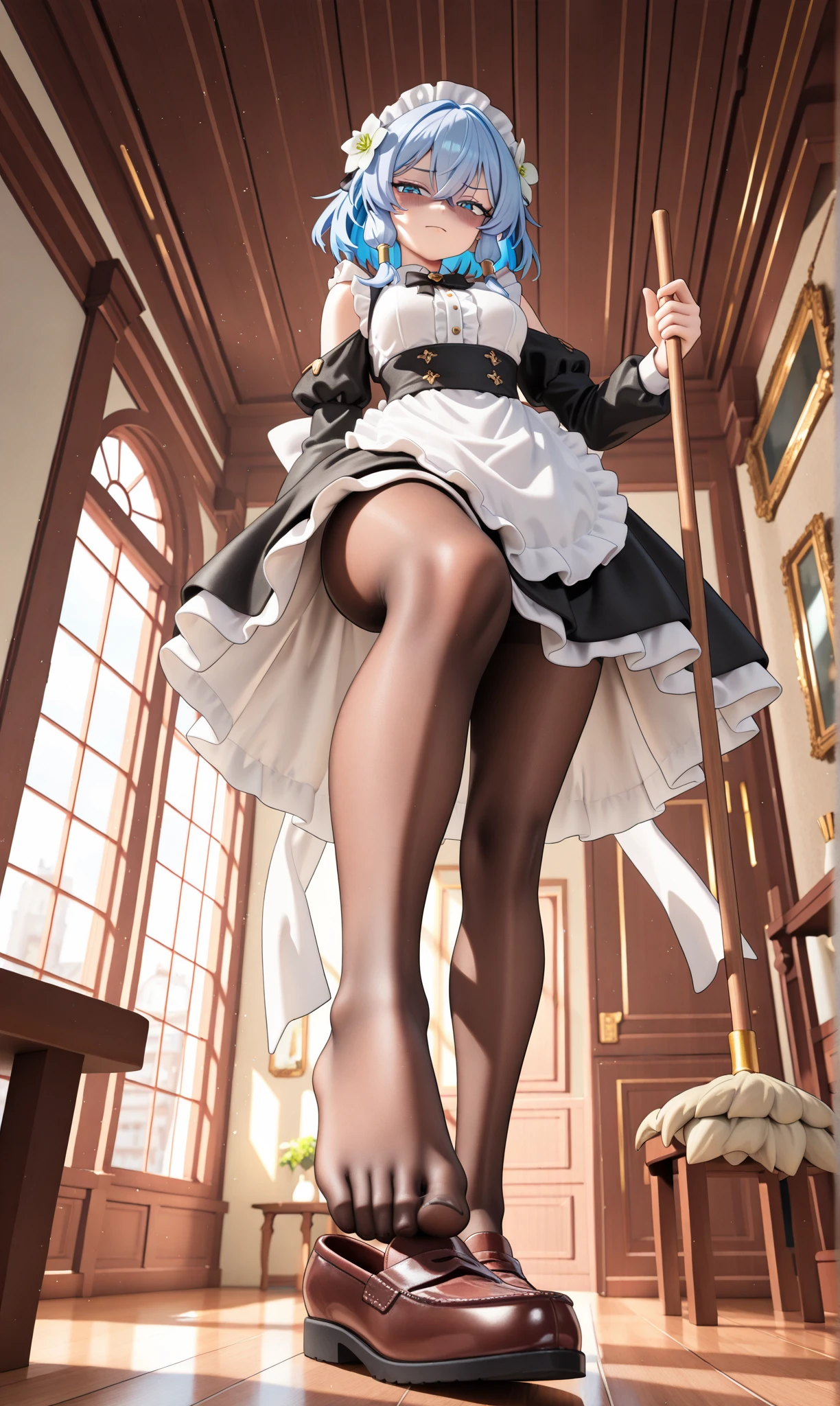 4K,Highly detailed CG , High resolution, masterpiece, Highest quality, Super detailed,figure, Very delicate and beautiful, Well-groomed face ,Perfect Face, Perfect body,Perfect hands, Browsing Caution(Browsing Caution 1.4), One girl, Shoot from below ,topless, Spread your legs, squat,Skirt flip,Black Skirt, pantyhose, panties
