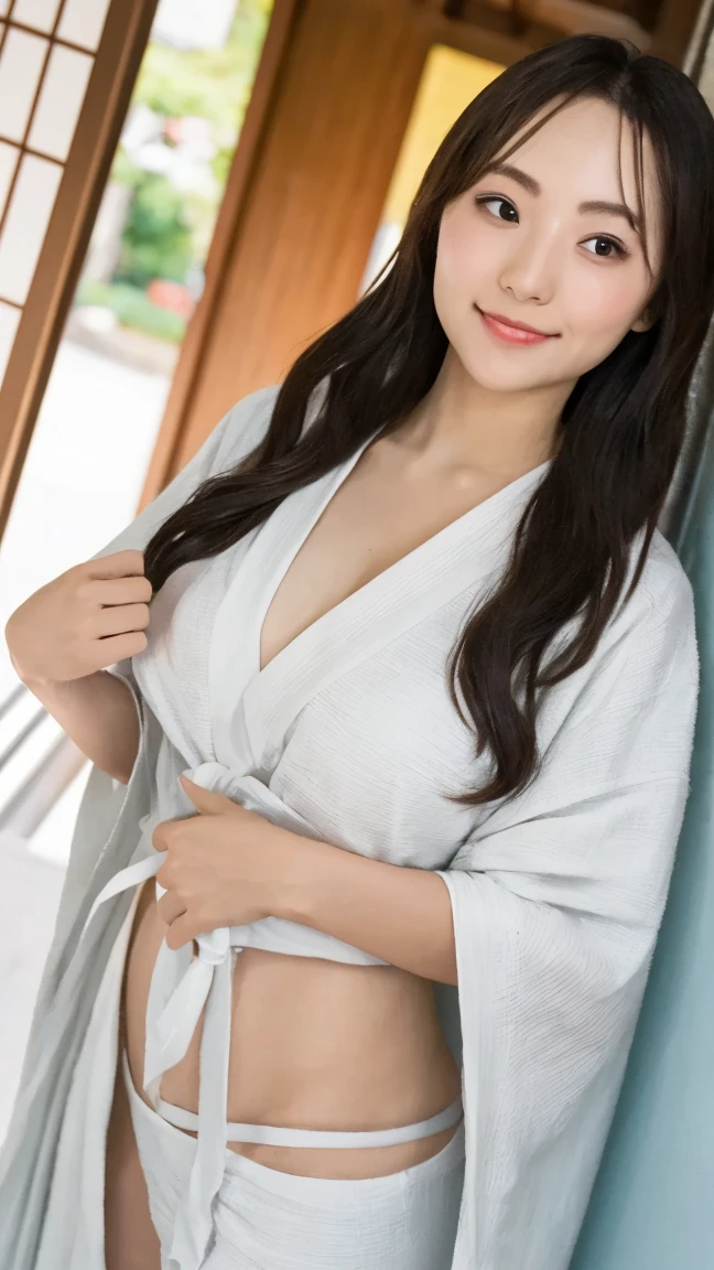 (8k、RAW Photos、Highest quality、masterpiece:1.2)、((Are thin、Very flat chest:1.7))、((night、Bedroom、smile、Bathrobes:1.5))、((Nipples:1.3))、(Realistic、Realistic)、1 girl、(On the bed、naked))、cute