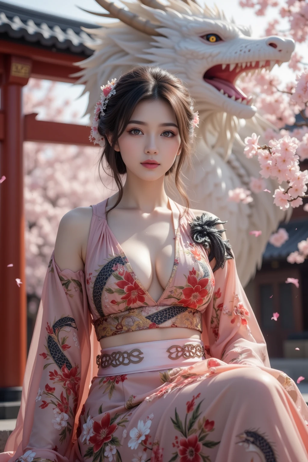 (masterpiece, best quality:1.3),beautiful detailed glow,hair stick,geisha hairstyle,geisha hair ornament,best illuminate,(((best quality,textile shading,ultra detailed))),extremely detailed CG unity 8k wallpaper,Highly Detailed beautiful and aesthetic,best light,high resolution,detailed,dynamic lighting,
1girl, solo,smile ,
blonde,fox girl, shadows, Japanese shrine maiden's clothes, large breasts, intricate details,
hugging own legs,
overhead shot,
(Japanese castle, cherry blossoms, banquet, night, starry sky:1.3),(full moon,Japanese castle lit up:1.2),(cherry blossom petals:1.4),