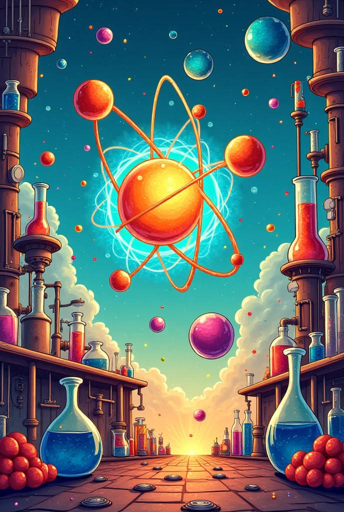 Atomic model by Jhon Dalton. comic style - SeaArt AI