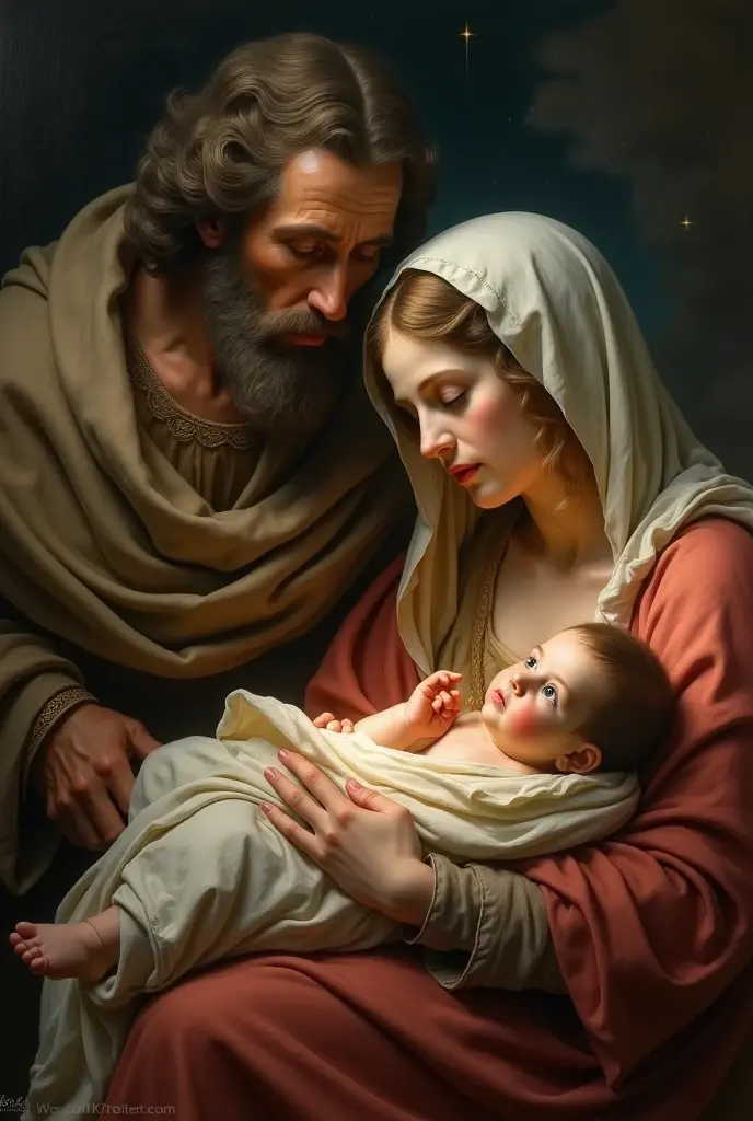 Uma pintura de uma cena de manjedoura com um menino Jesus e uma manjedoura, Com o Menino Jesus, Noite de Natal, foto de perfil, bible illustration, O Nascimento, Directed by: Laszlo Balogh, illustration », Directed by: Roman Bezpalkiv, Christian art, biblical image, 插圖, jesus of nazareth, pintura religiosa, Holy and beautiful, Holy, Family photo