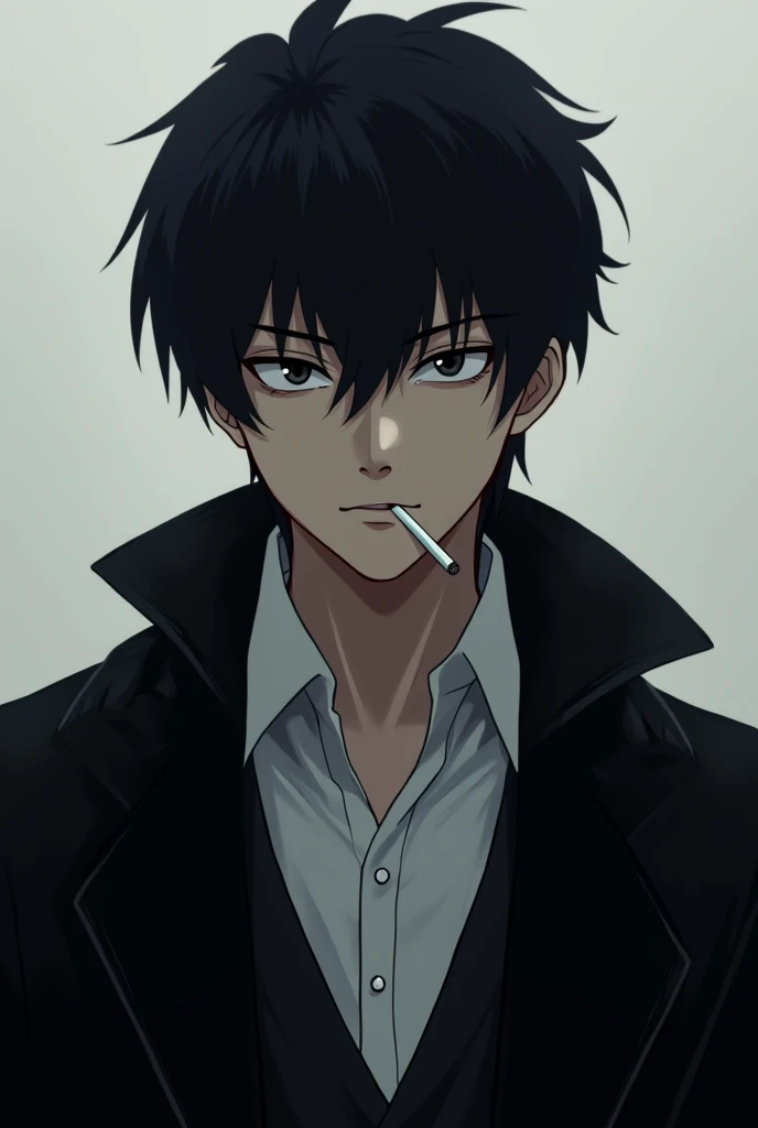 Smoking adult male anime image black hair young