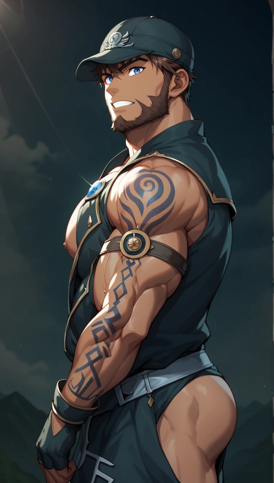 Photo of the most beautiful artwork in the world featuring a himbo, softlustrous, ((epic heroic fantasy wet male satyr, [set of (small) ornate deer antlers] on forehead in full view, pubic hair, detailed skin, dynamic posture, majestic cluttered, high-fantasy environment)), very dark lighting, heavy shadows, detailed, detailed face, detailed pupils, (vibrant, anime, realistic, dramatic, dark, sharp focus, 8k), (naked:1.4), ((relaxed girthy veiny penis)), (intricate:1.4), decadent, (highly detailed:1.4), digitalpainting, octane render ,heavy rain, particles floating, extremely detailed, highres, 8k, beautiful detailed, intricate, masterpiece, best quality, perfect anatomy, highres, detailed face, buzz-cut hair, high fade. gold nipple and ear piercings. ((Dynamic pose))