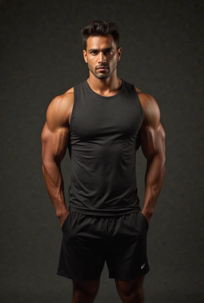 Average looking Indian American man, 165lbs 5'6, selfie with shirt off, black boxer briefs